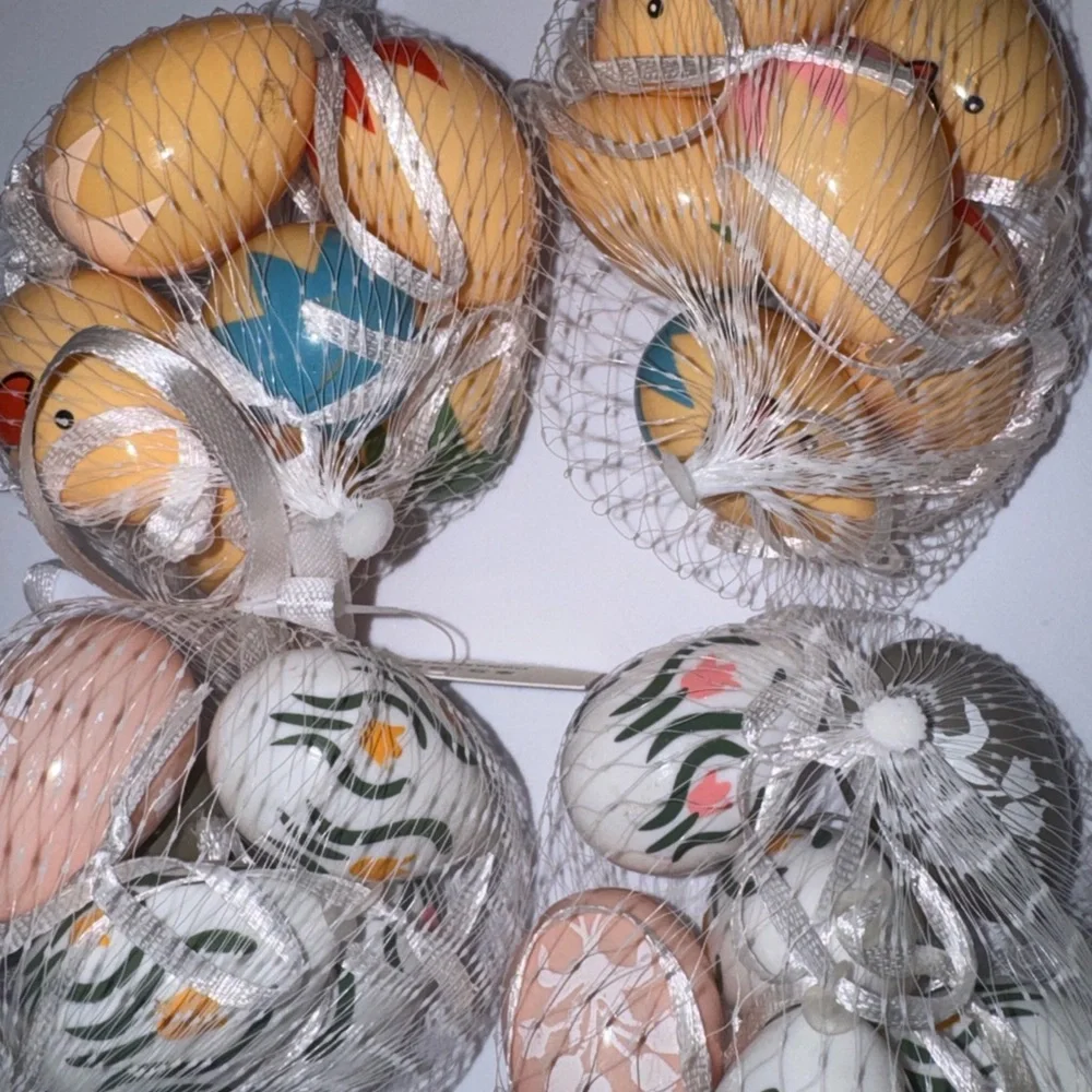 Cute Yellow Chick and Flower Printed Easter Ornaments